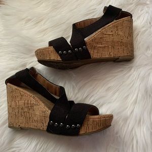 Lucky Brand “Midge” Cork Wedge Sandals